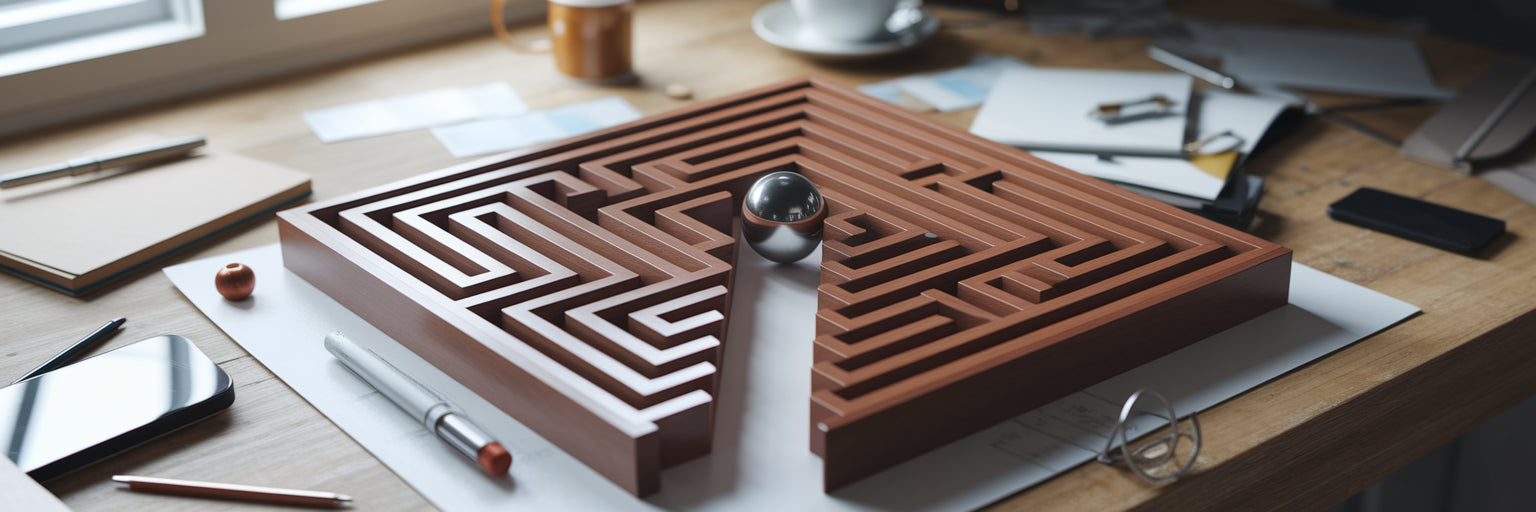 Wooden labyrinth representing an optimised user journey.